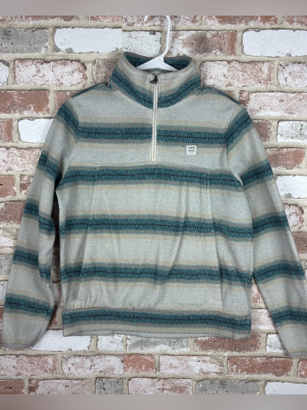 Billabong Women High Neck Long Sleeve Half Zip Sweatshirt gray/Blue small - Picture 3 of 9